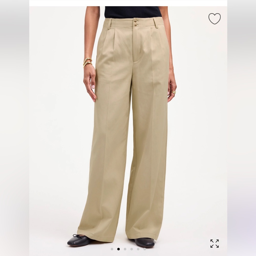 NWT! Madewell The Harlow Wide-Leg Pant in Drapey Twill Vintage Khaki - Petite 2